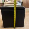 Small Black Faux Leather Storage Ottoman - 7