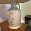 Pair of Blue Floral Ceramic Table Lamps with Fabric Shades - 4