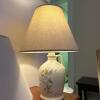 Pair of Blue Floral Ceramic Table Lamps with Fabric Shades - 8