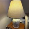Pair of Blue Floral Ceramic Table Lamps with Fabric Shades - 9