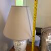 Pair of Blue Floral Ceramic Table Lamps with Fabric Shades - 11