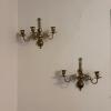 Pair of Brass Three-Arm Wall Candle Sconces