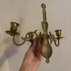 Pair of Brass Three-Arm Wall Candle Sconces - 3