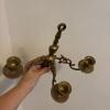 Pair of Brass Three-Arm Wall Candle Sconces - 5