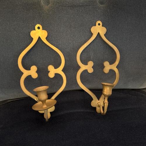 Pair of Solid Brass Handmade Wall Candle Sconces