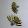 Pair of Brass Tone Stamped Metal Fan Wall Hangings