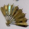 Pair of Brass Tone Stamped Metal Fan Wall Hangings - 2