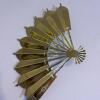 Pair of Brass Tone Stamped Metal Fan Wall Hangings - 3