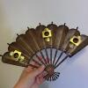 Pair of Brass Tone Stamped Metal Fan Wall Hangings - 4