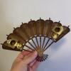 Pair of Brass Tone Stamped Metal Fan Wall Hangings - 5