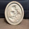 9.5" x 12" Oval Plaster Plaque Sledding Scene by B. Lewis - 2
