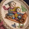 9.5" x 12" Oval Plaster Plaque Sledding Scene by B. Lewis - 4