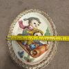 9.5" x 12" Oval Plaster Plaque Sledding Scene by B. Lewis - 5