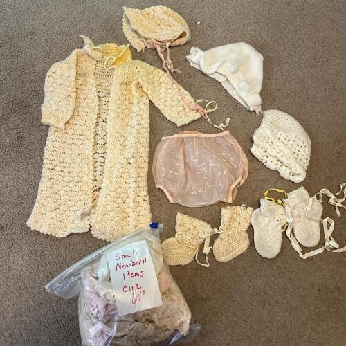 Vintage 1960s Hand-Knit and Crochet Baby Clothing - Newborn Size