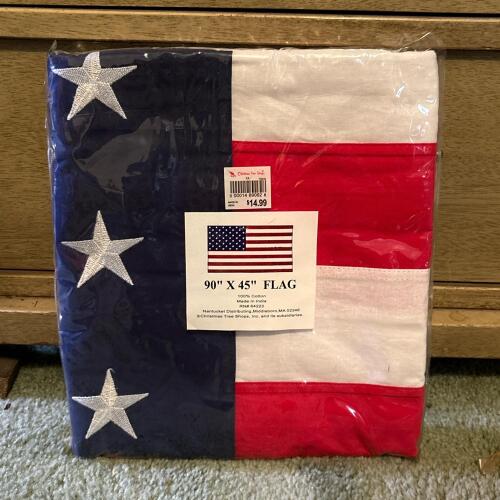 American Flag 90" x 45" with Cotton Embroidered Stars