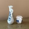 Pair of Avon Blue Floral Milk Glass Bottles - 2
