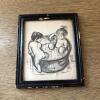 5.75&rdquo; x 6.75&rdquo; Framed Drawing of Children Bathing