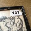5.75&rdquo; x 6.75&rdquo; Framed Drawing of Children Bathing - 6