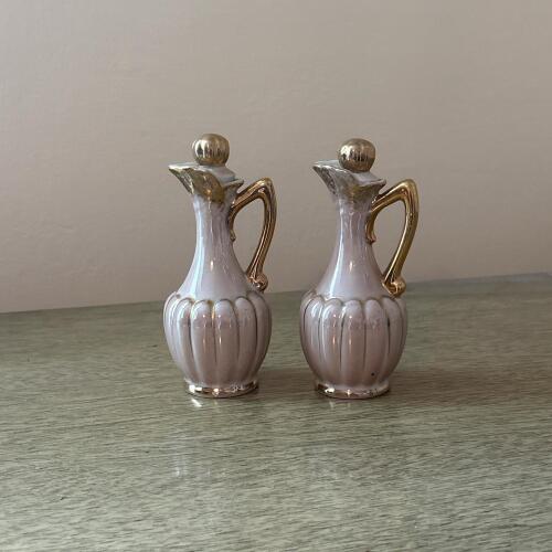Pair of Safford Hand Decorated Ceramic Ewers
