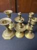 Six Brass Candlesticks with One Brass Chamberstick - 2