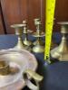 Six Brass Candlesticks with One Brass Chamberstick - 6