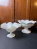Two Milk Glass Compotes, Ruffled Edge