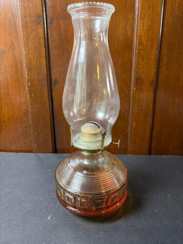 Vintage Clear Glass Oil Lamp