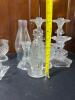 Mixed Clear Glass Candle Holders, Oil Lamp Chimney & Bottle - 11