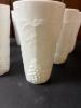 White Milk Glass Grape Motif Tumblers with Pedestal Pitcher - 3