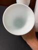 White Milk Glass Grape Motif Tumblers with Pedestal Pitcher - 6