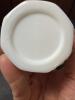 White Milk Glass Grape Motif Tumblers with Pedestal Pitcher - 7