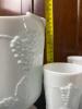 White Milk Glass Grape Motif Tumblers with Pedestal Pitcher - 13