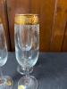 Three Cellini Blown Crystal Champagne Flutes, 24kt Gold - 2