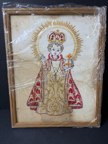 Framed Religious Embroidery in the Manner of Folk Art