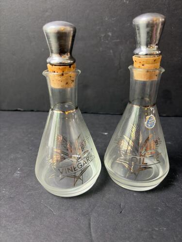 West Virginia Glass Oil and Vinegar Cruets with Stopper