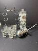 Mid-Century Modern-Style Silver Floral Glass Shot Set - 2