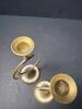 Crescent Brass and Mother-of-Pearl Inlay Candlesticks - 4