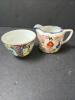Hand Decorated Asian Ceramic Tea Bowls and Creamer - 5