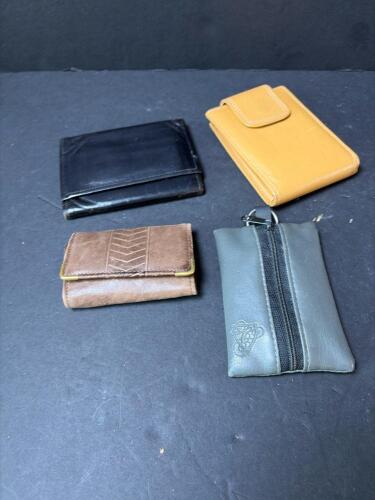 Four Vintage Leather Wallets and Pouch Assortment