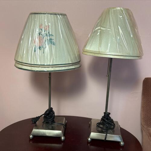 Two Metal Table Lamps with 4 Shades