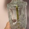 Cut Glass Table Lamp with Metal Base & Pleated Shade - 4
