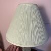 Floral Pressed Glass Table Lamp with Pleated Shade - 3