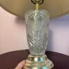 Floral Pressed Glass Table Lamp with Pleated Shade - 5
