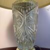 Floral Pressed Glass Table Lamp with Pleated Shade - 6
