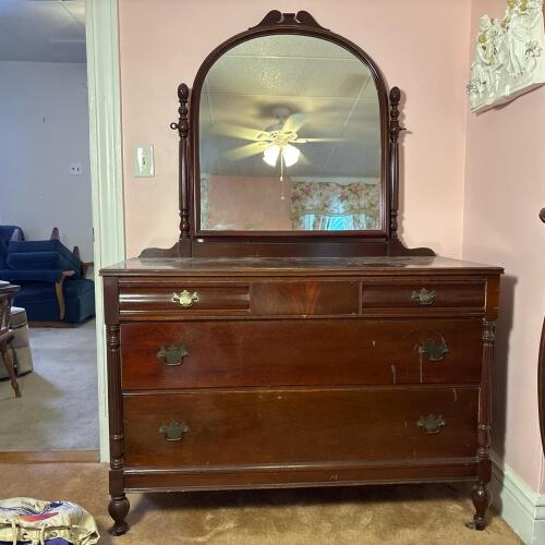 Vintage Wooden Dresser with Mirror