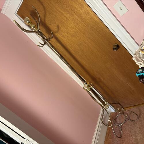 Tall Vintage Brass-Toned Metal Coat Rack