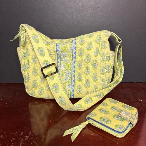 Vera Bradley Bright Yellow Floral Quilted Shoulder Bag with Wallet
