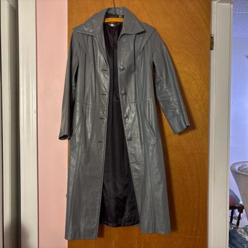 Vintage Otero Gray Genuine Leather Coat