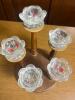Glass Lotus Flower Candle Holder on Wooden Stand - 2