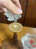 Glass Lotus Flower Candle Holder on Wooden Stand - 8